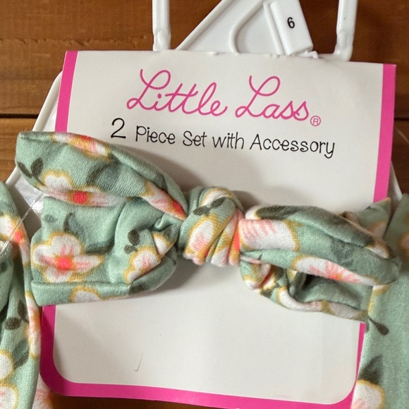 Little Lass Mint Floral Kids Matching Set - Picture 3 of 4